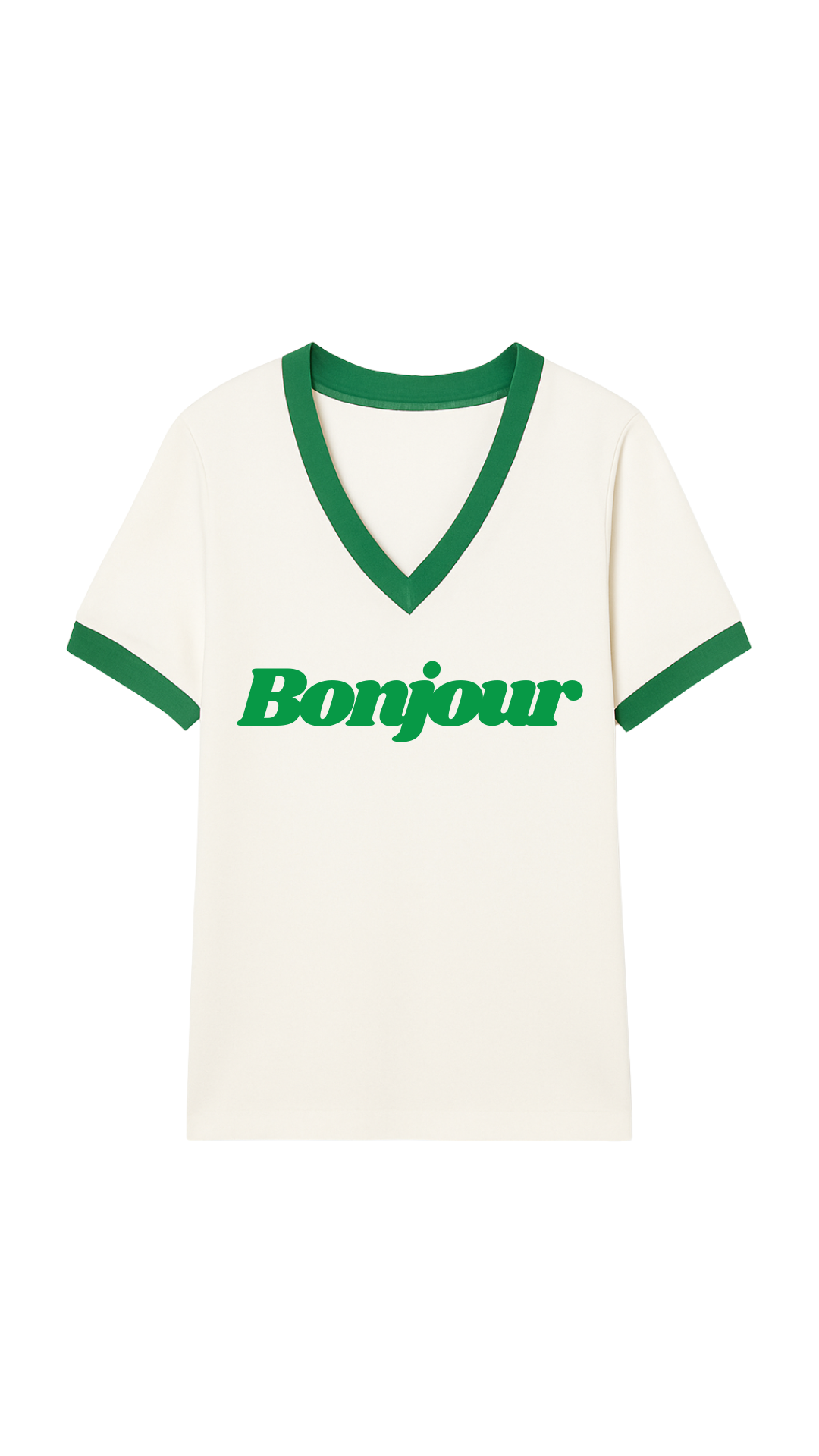V-NECK BONJOUR GREEN T-SHIRT