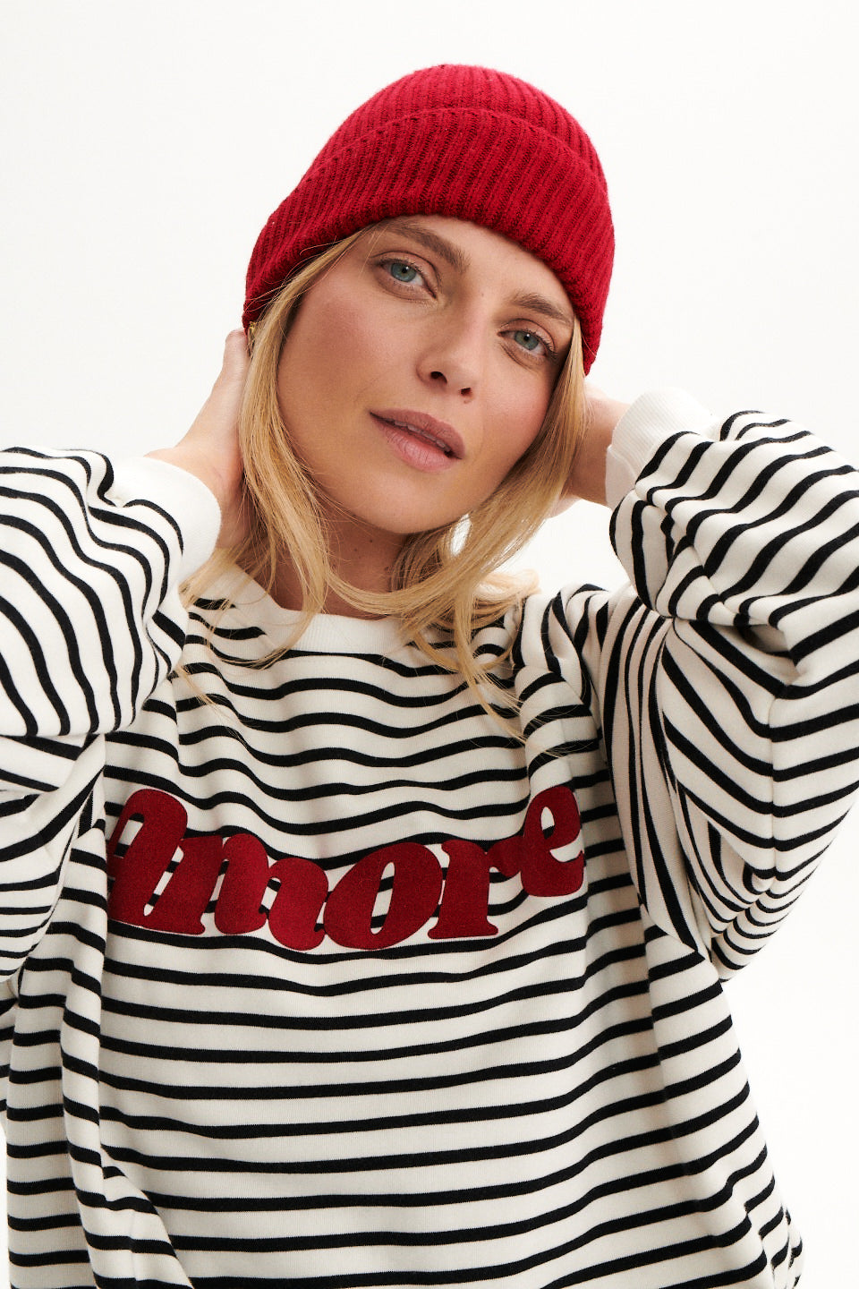 CHIARA STRIPED CREAM SWEATSHIRT