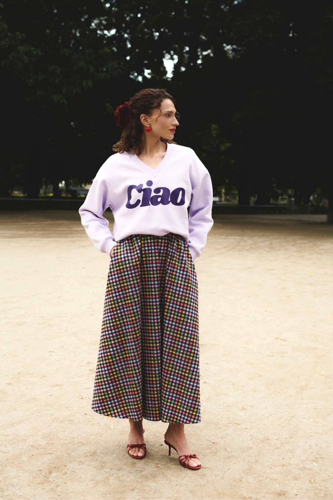 V-NECK CIAO LILAC SWEATSHIRT