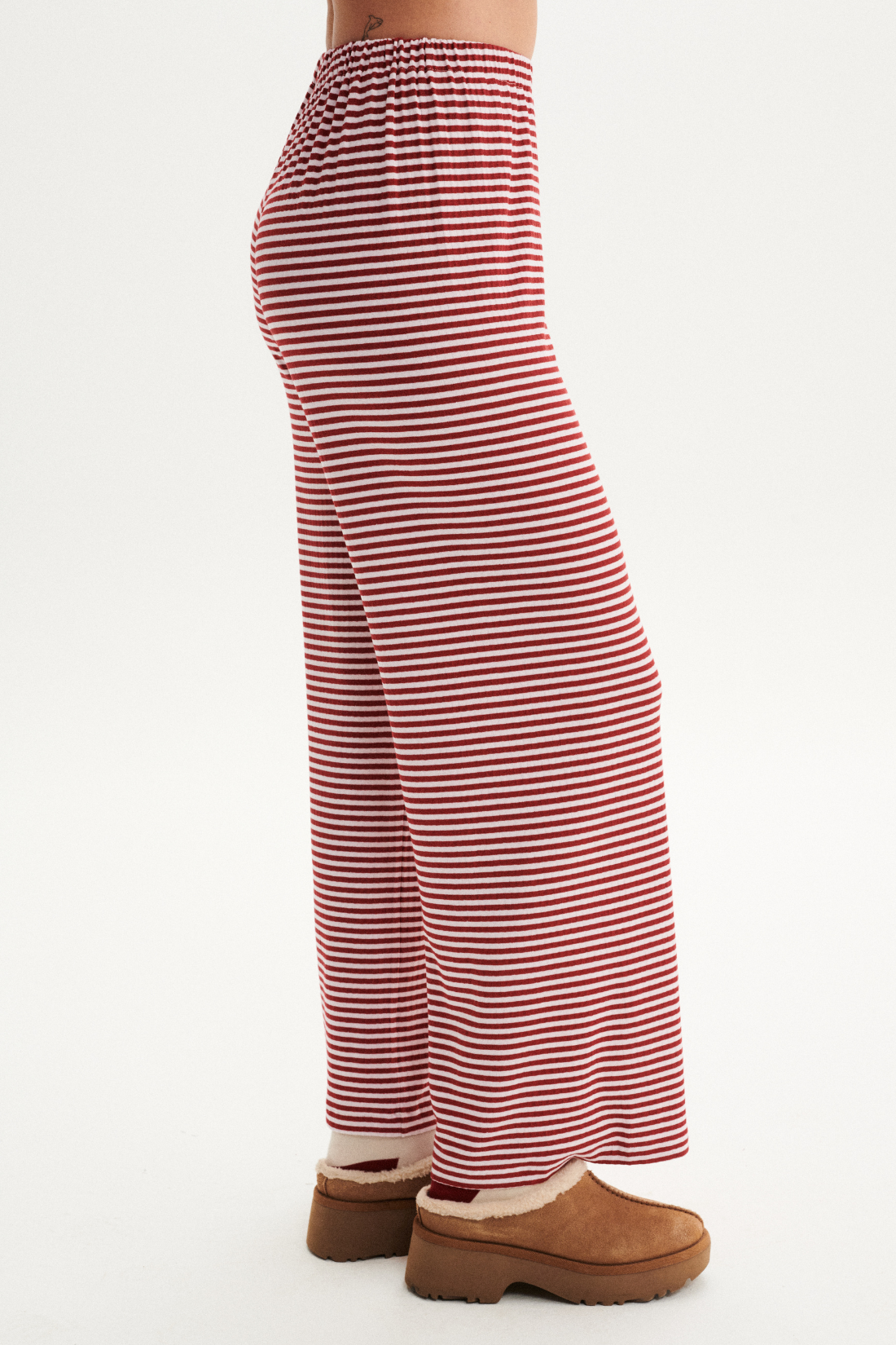 COSI COSI STRIPPED BURGUNDY TROUSERS