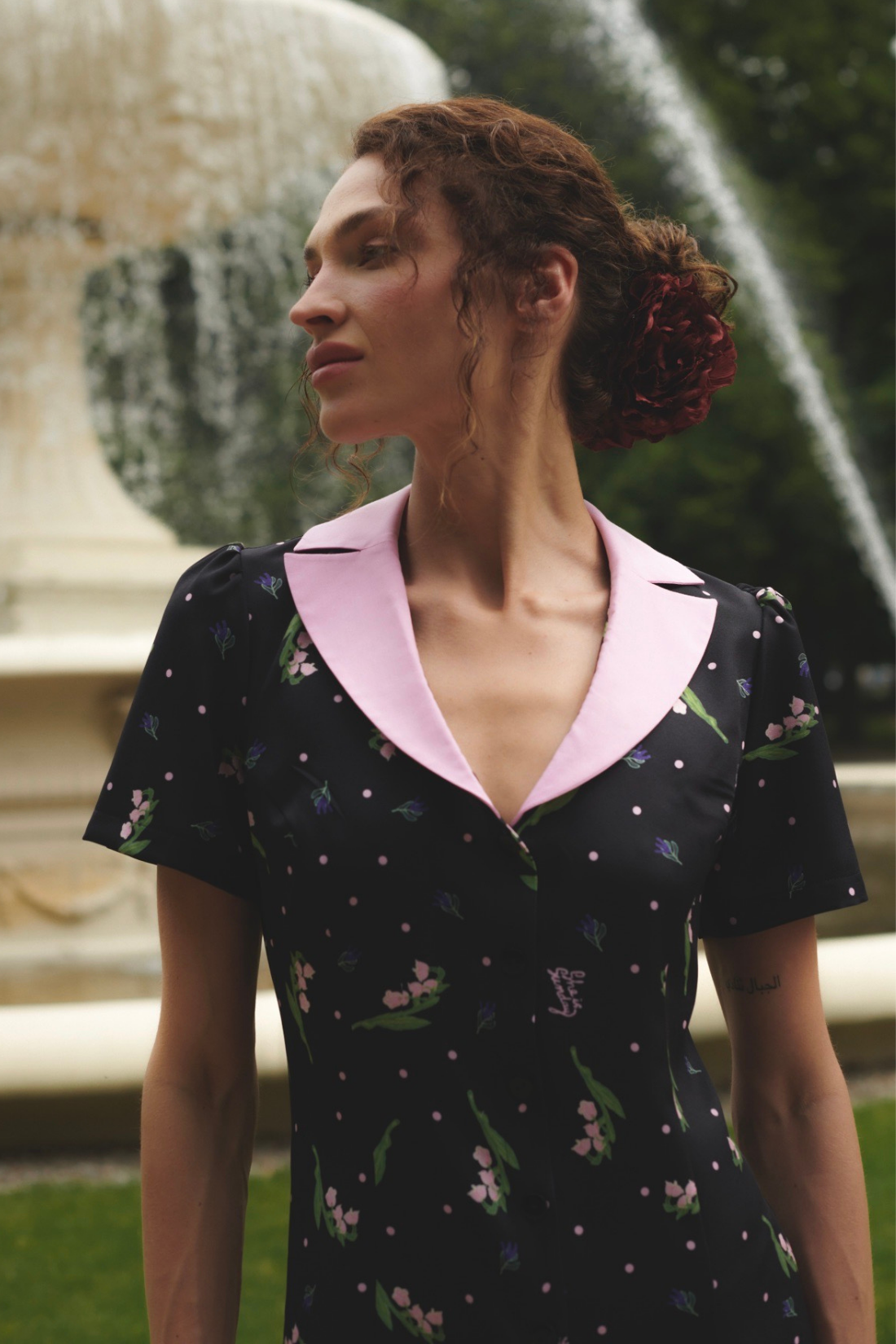 PROVANCE BLACK PRINT DRESS