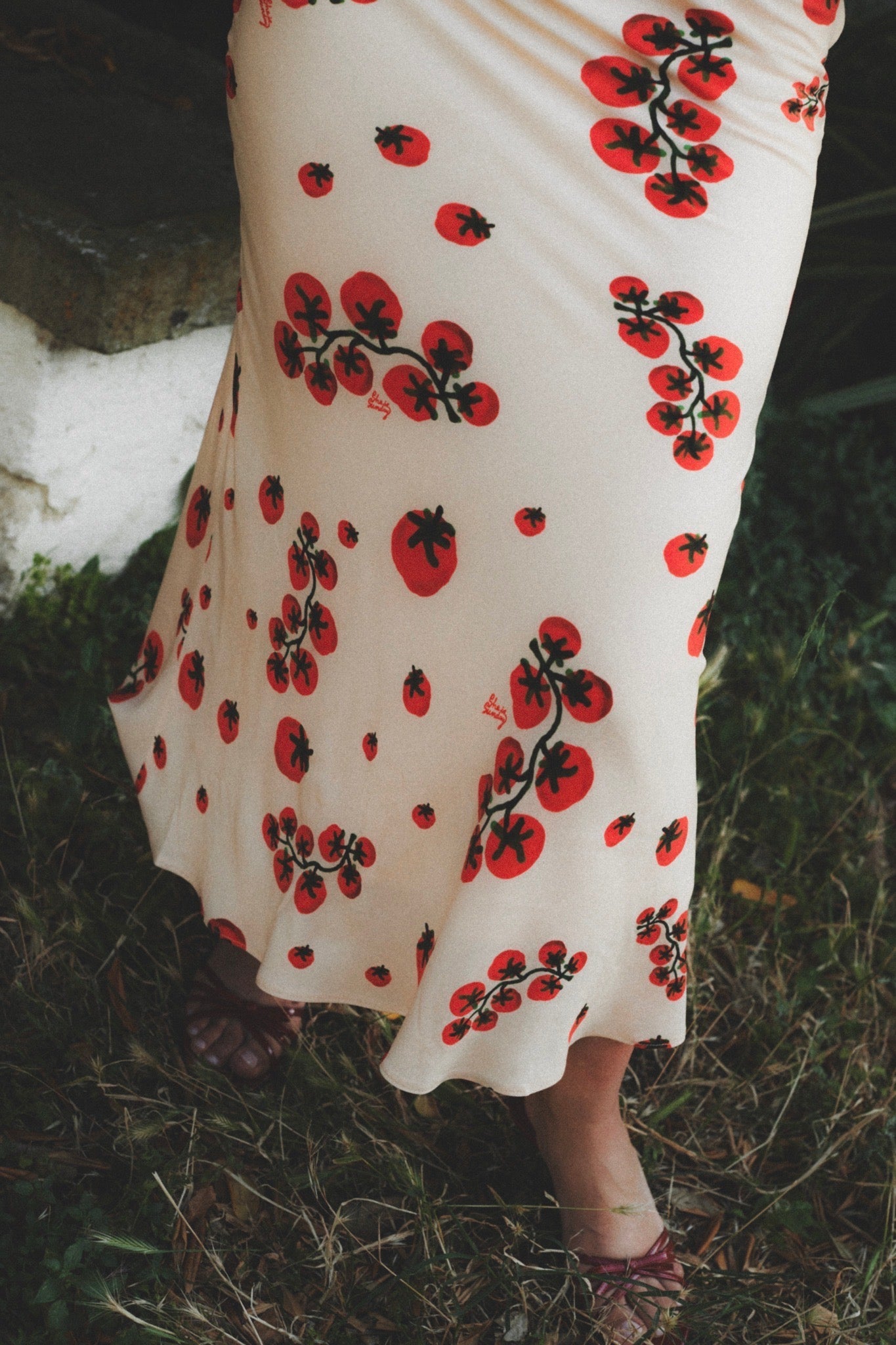 POMODORO CREAM MIDI SKIRT