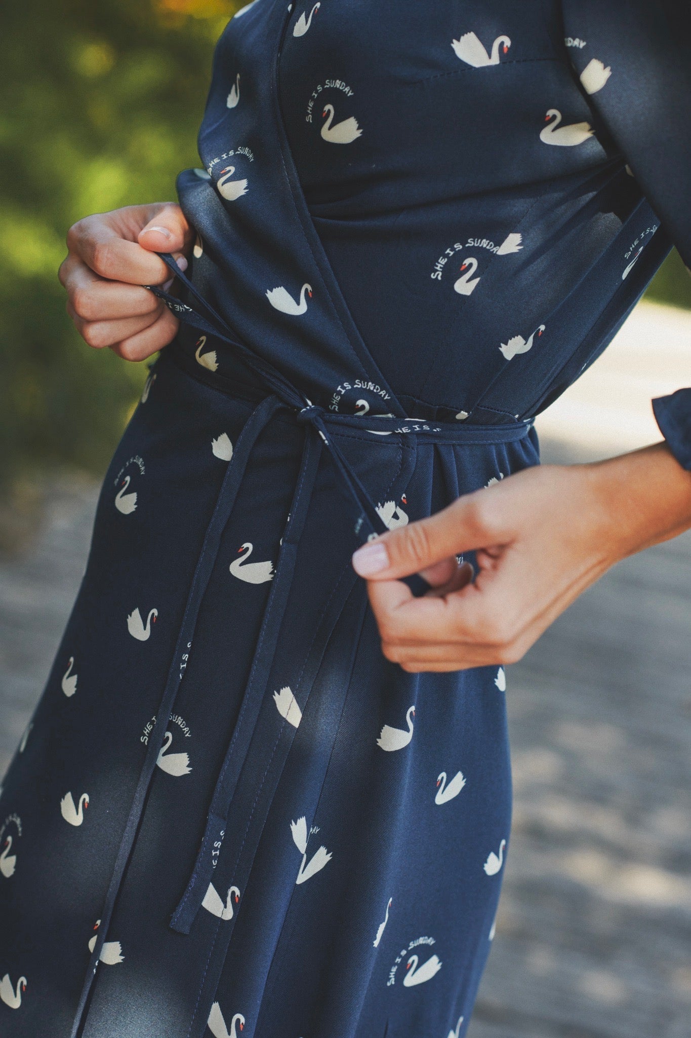 AVVOLTA MAXI CIGNO BLU DRESS