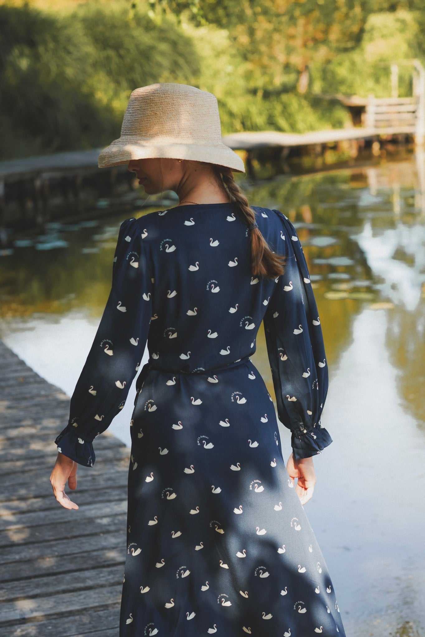 AVVOLTA MAXI CIGNO BLU DRESS