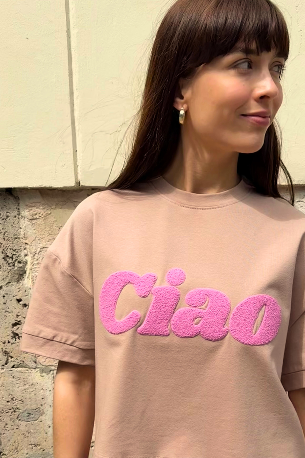 CIAO BOXY BEIGE T-SHIRT