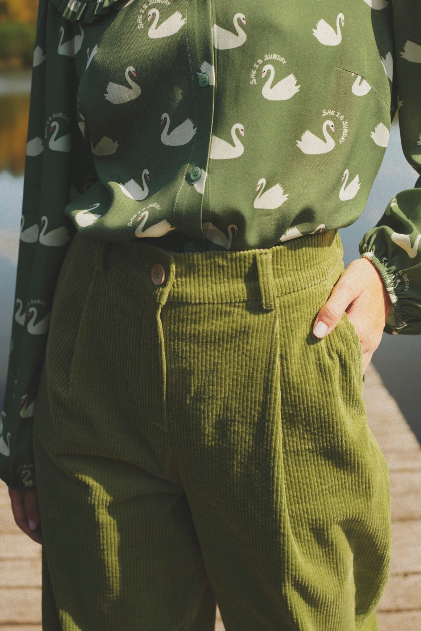 SELVAGGIA OLIVE PANTS