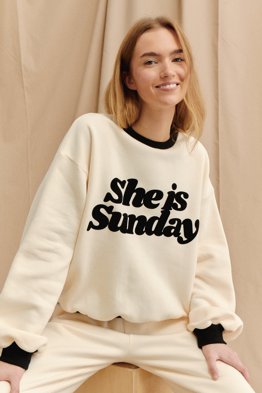 SHE IS SUNDAY CREAM HOODIE