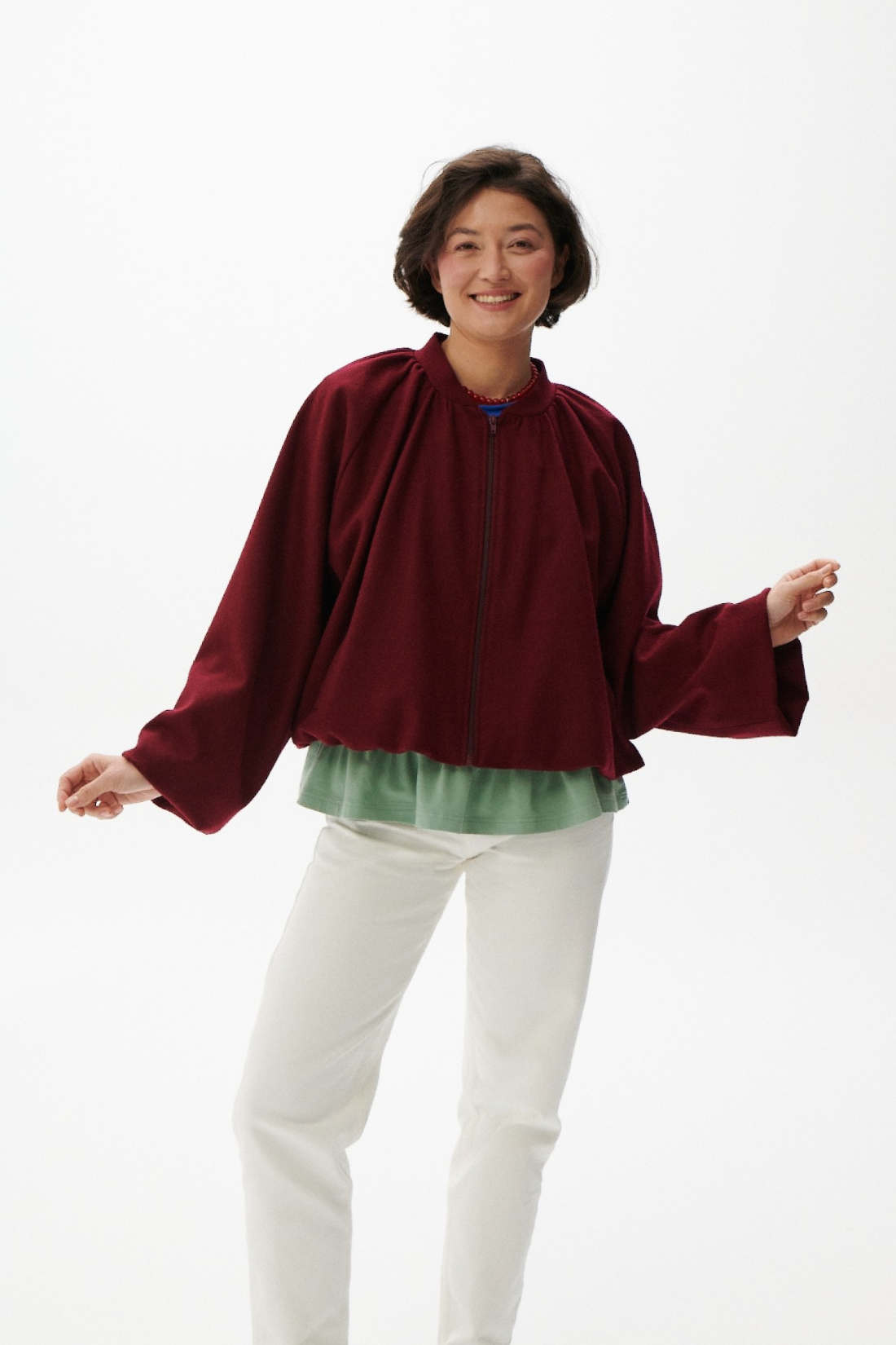 KURTKA WEŁNIANA BURGUNDY NIGHT BORDOWA