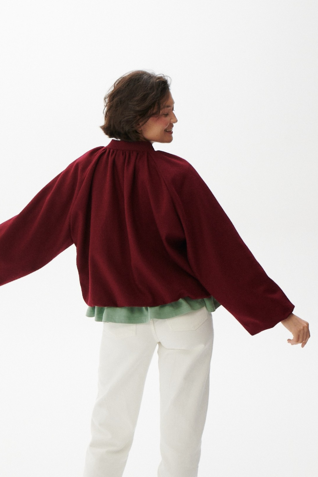 KURTKA WEŁNIANA BURGUNDY NIGHT BORDOWA