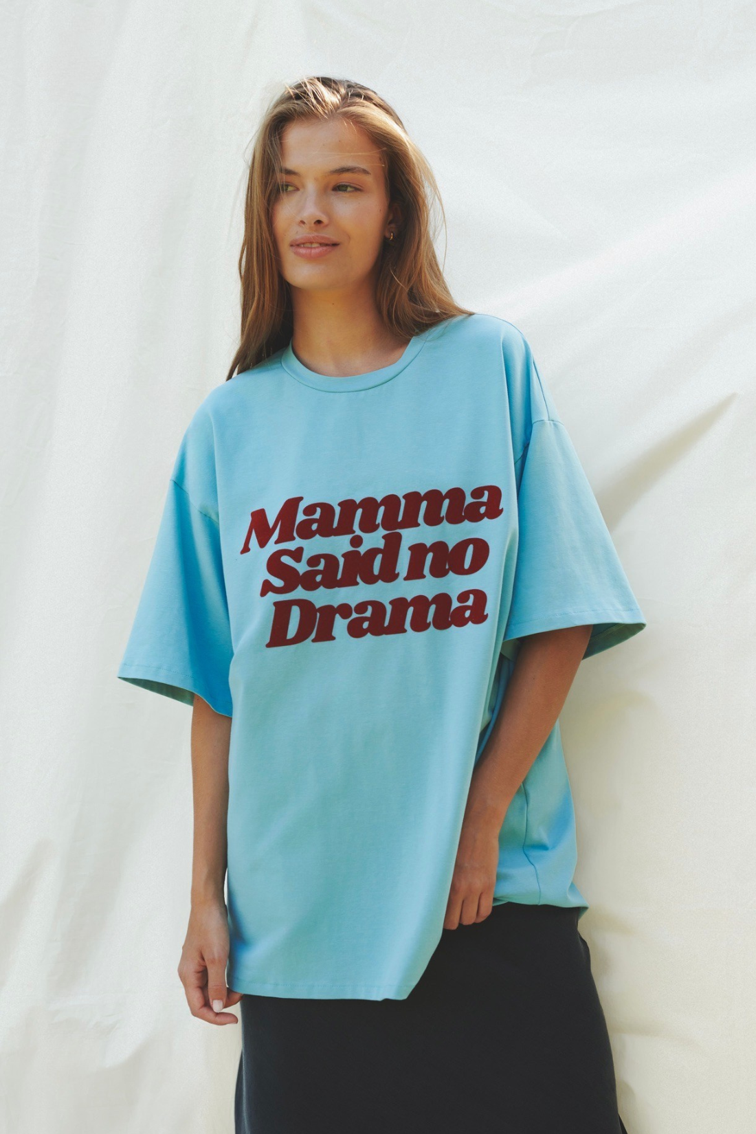 NO DRAMA MAMA BLUE T-SHIRT