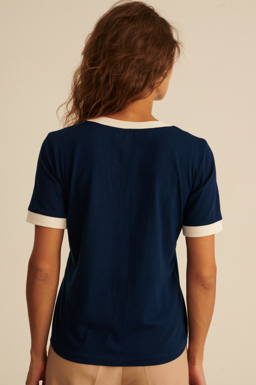 CIAO V-NECK NAVY T-SHIRT