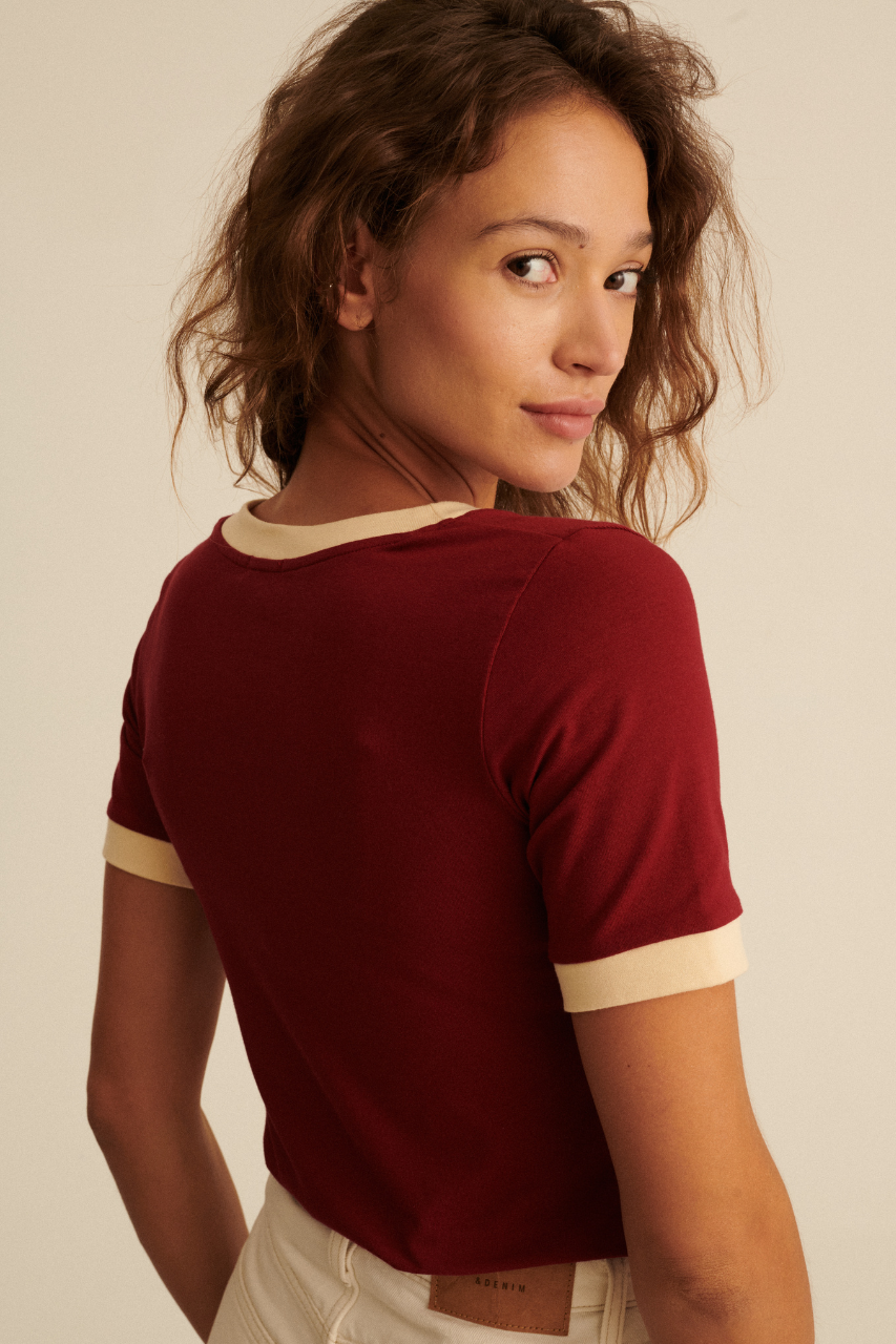 V-NECK GRAZIE BORDO T-SHIRT