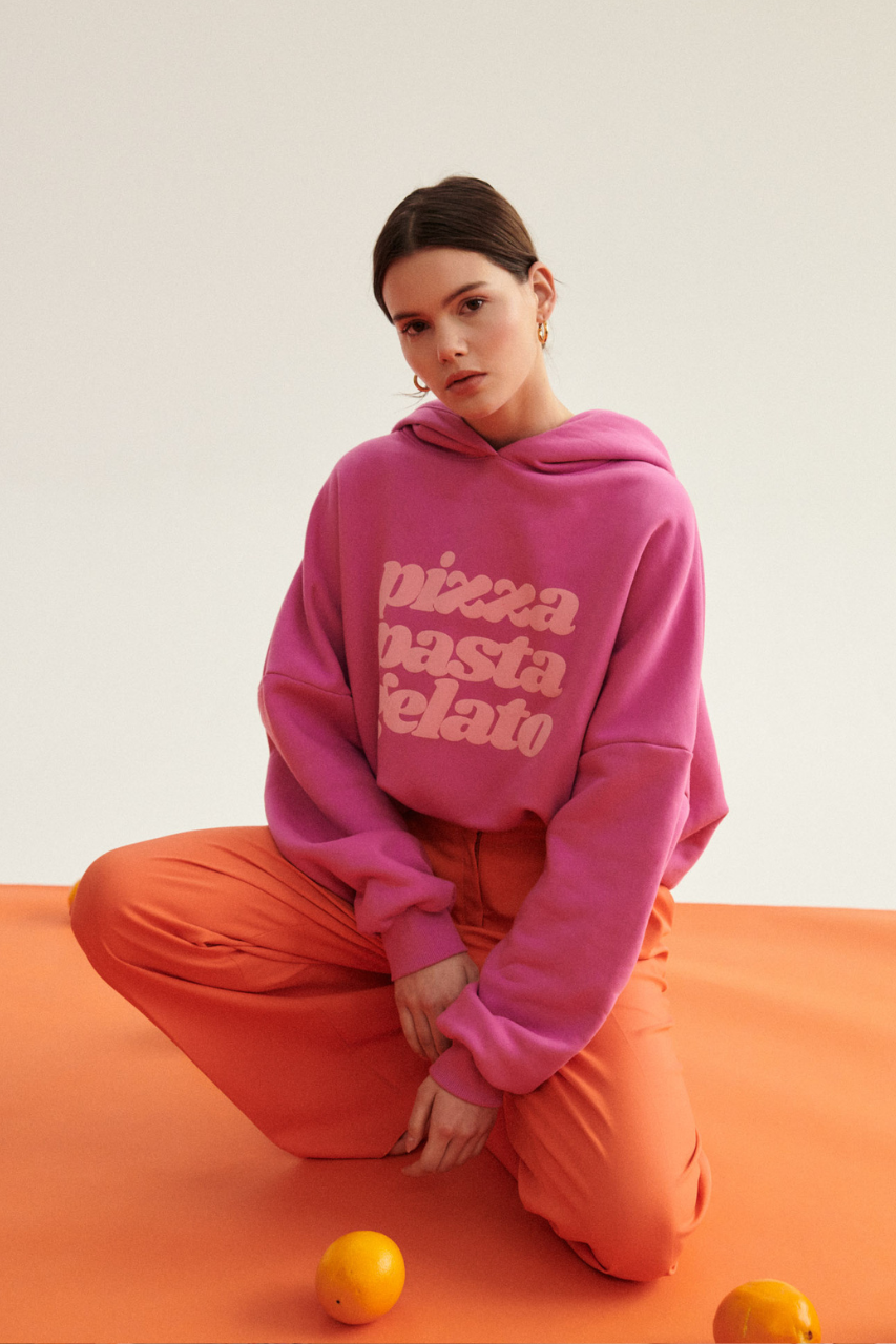 PIZZA PASTA GELATO PINK HOODIE