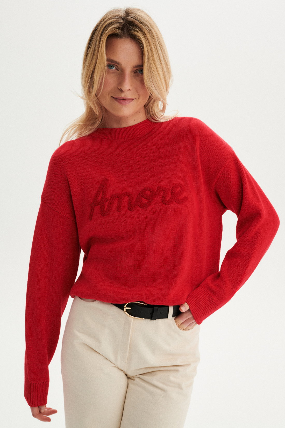 SADIE RED ORGANIC COTTON SWEATER