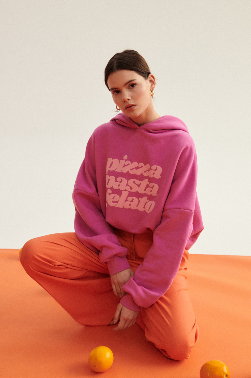 PIZZA PASTA GELATO PINK SWEATSHIRT