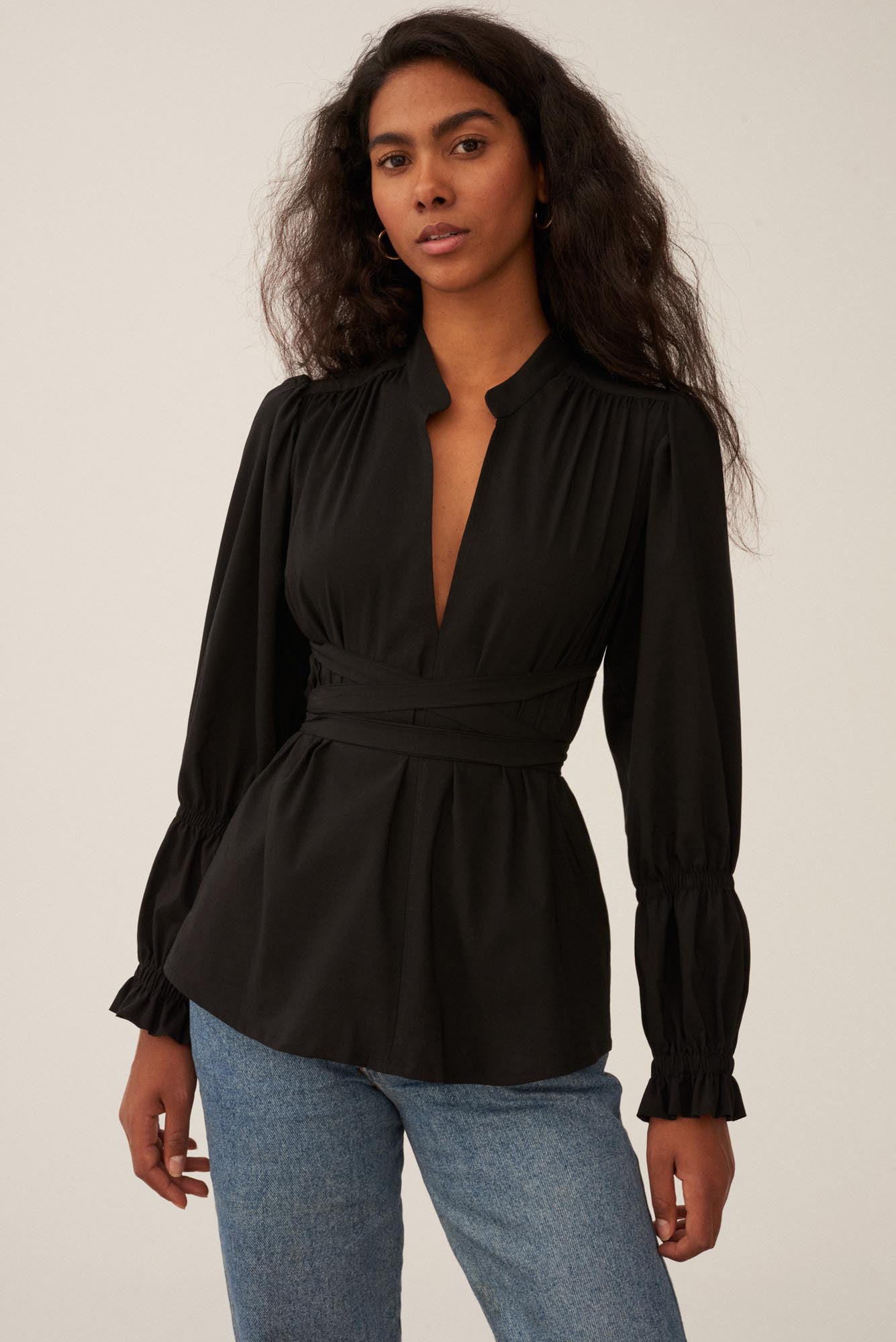 BLACK AMALFI BLOUSE