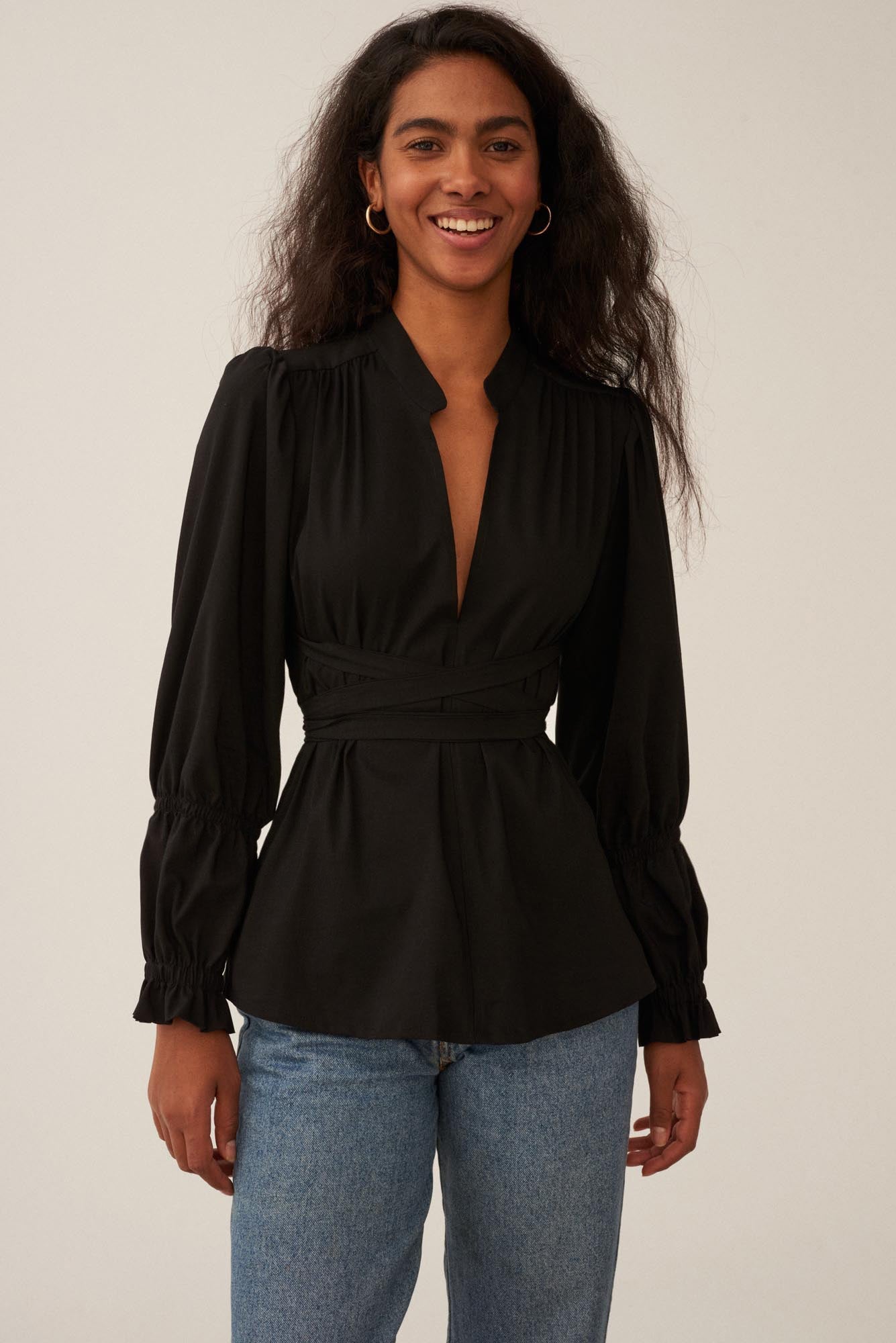 BLACK AMALFI BLOUSE