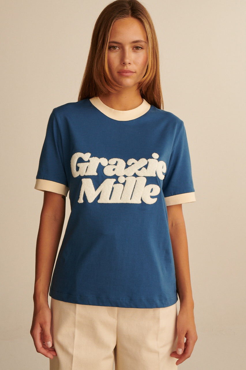 GRAZIE MILLE RETRO BLUE T-SHIRT