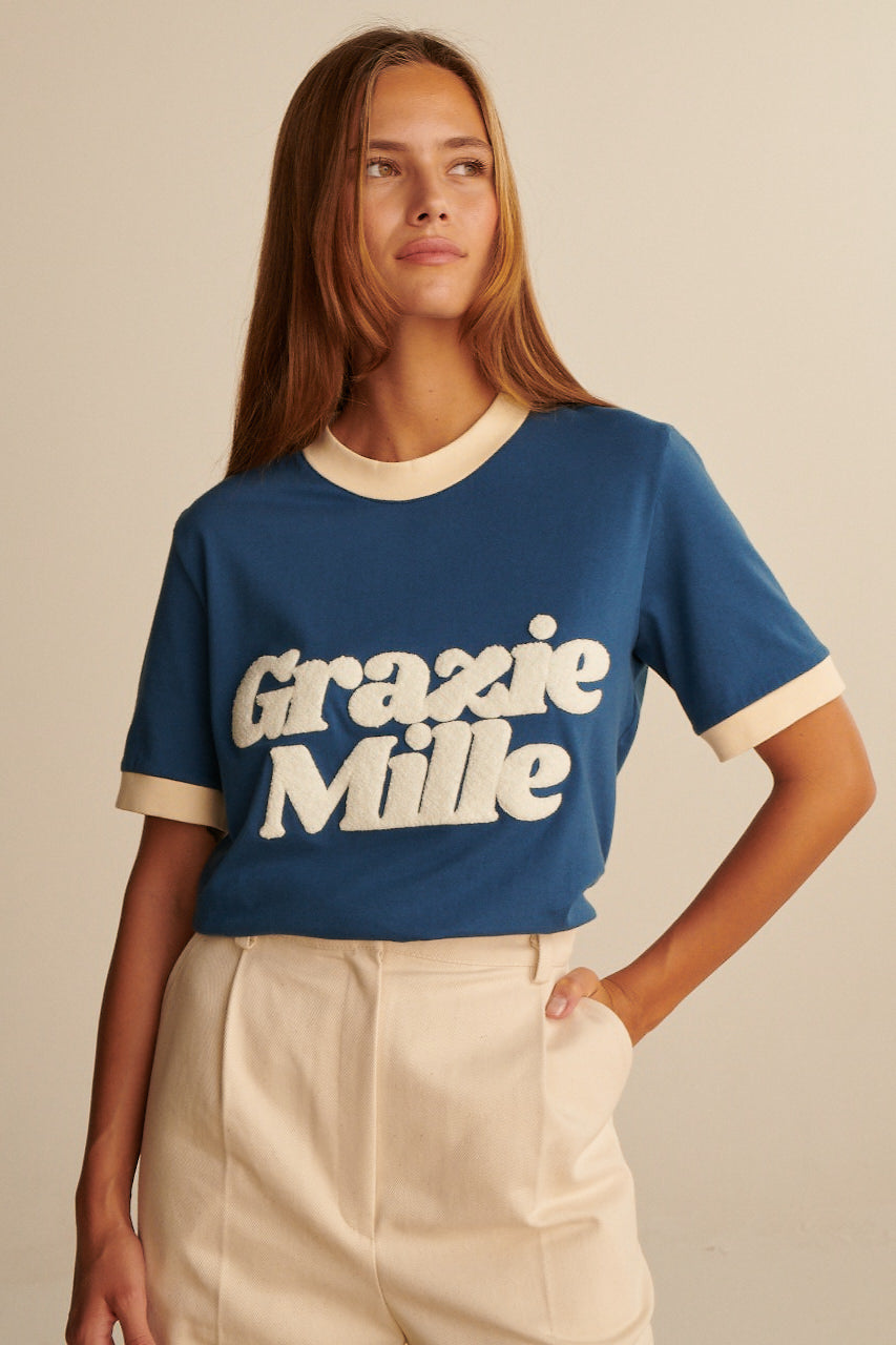 GRAZIE MILLE RETRO BLUE T-SHIRT