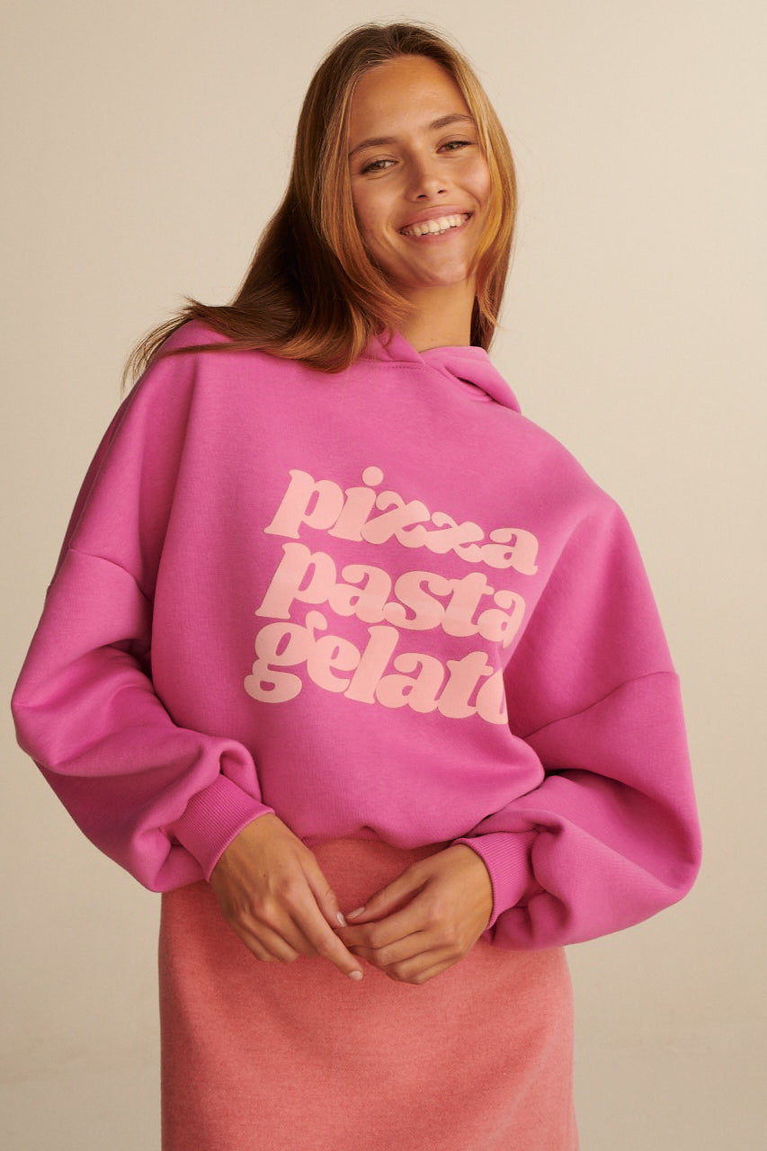 PIZZA PASTA GELATO PINK HOODIE