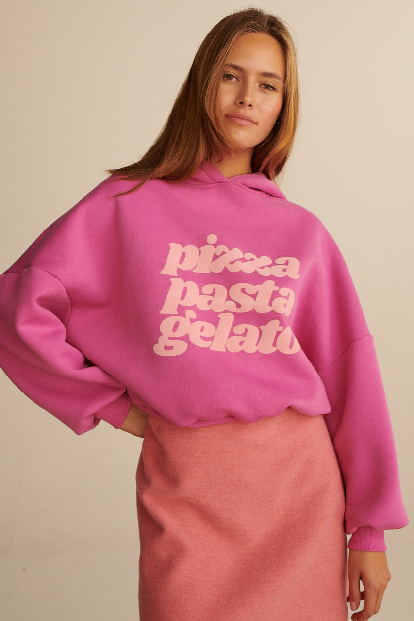 PIZZA PASTA GELATO PINK SWEATSHIRT