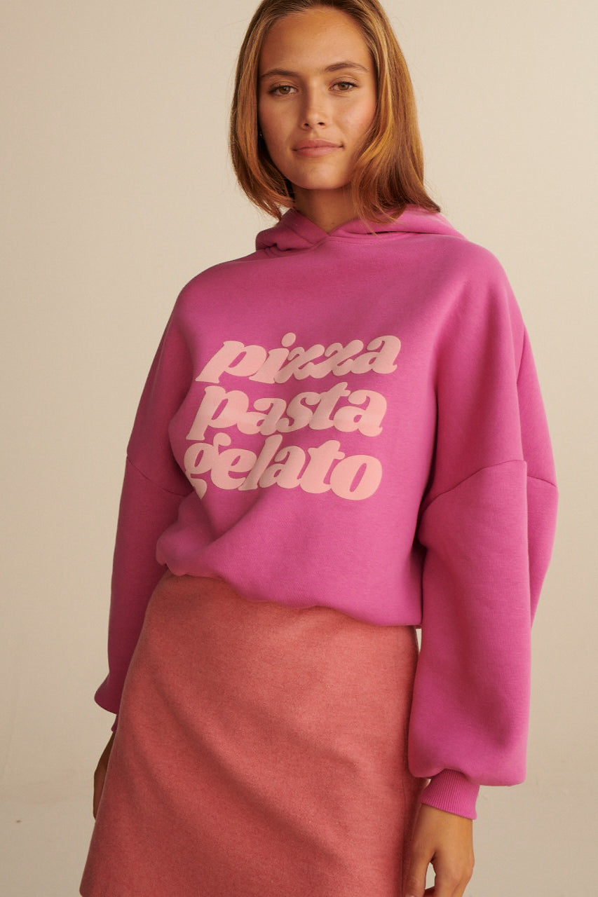 PIZZA PASTA GELATO PINK HOODIE