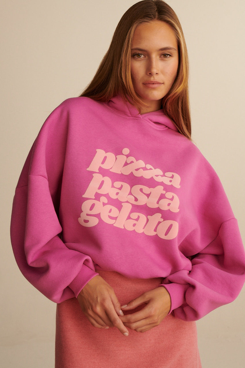 PIZZA PASTA GELATO PINK SWEATSHIRT