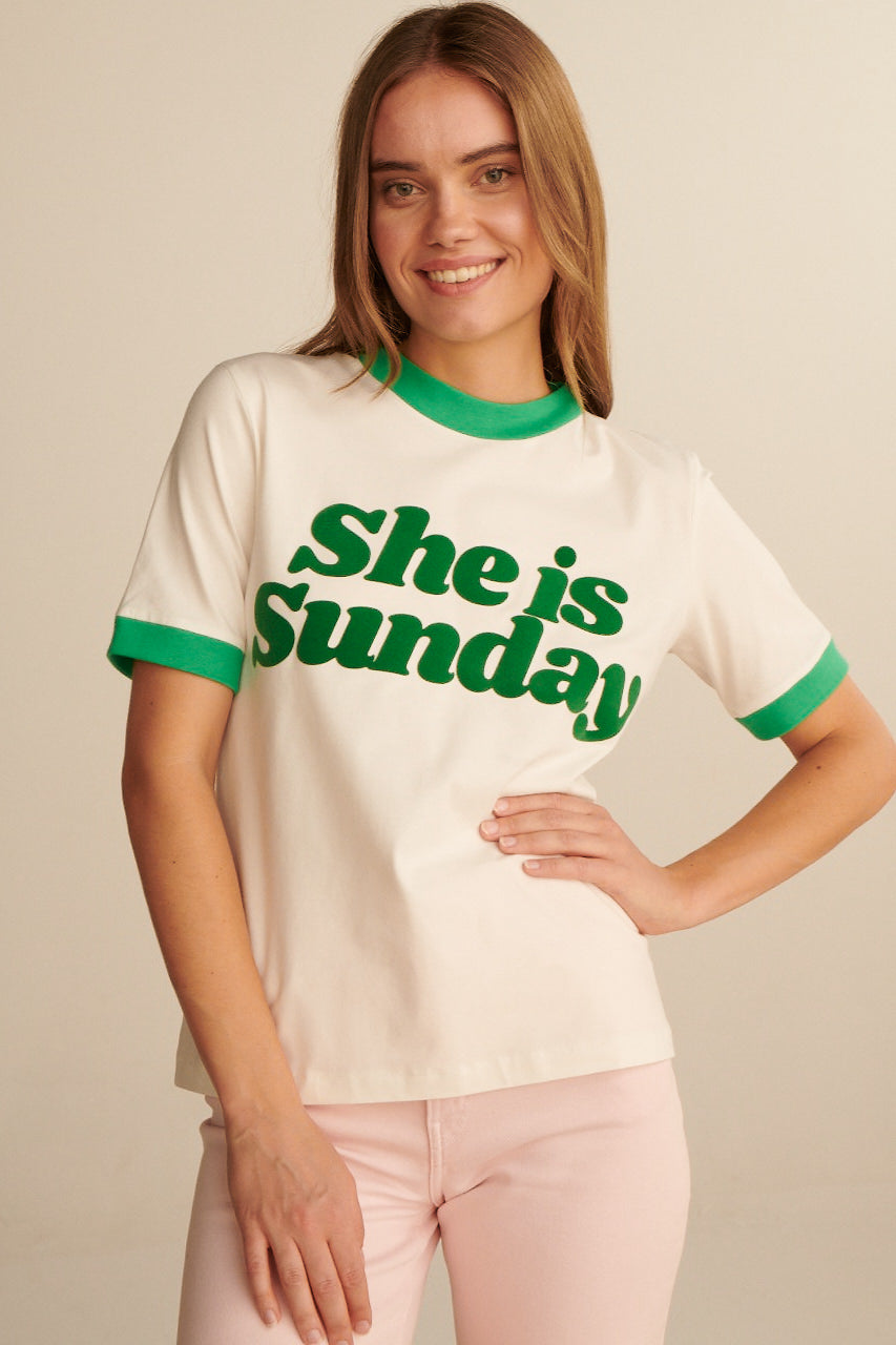 SHE IS SUNDAY GREEN T-SHIRT