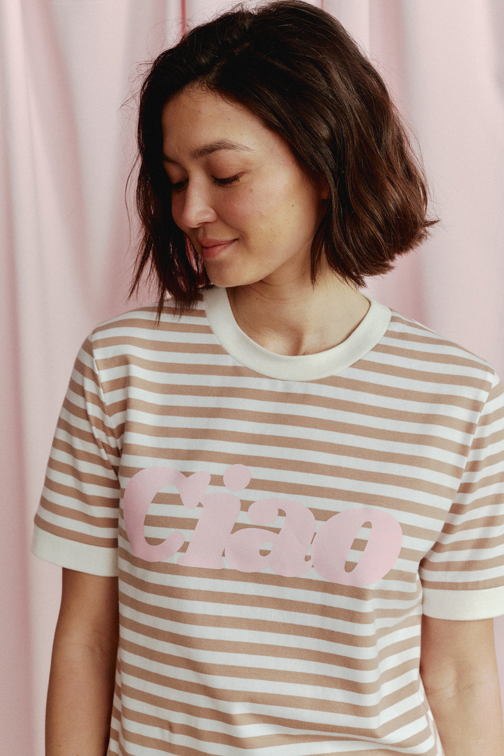 ASIA STRIPED BEIGE T-SHIRT