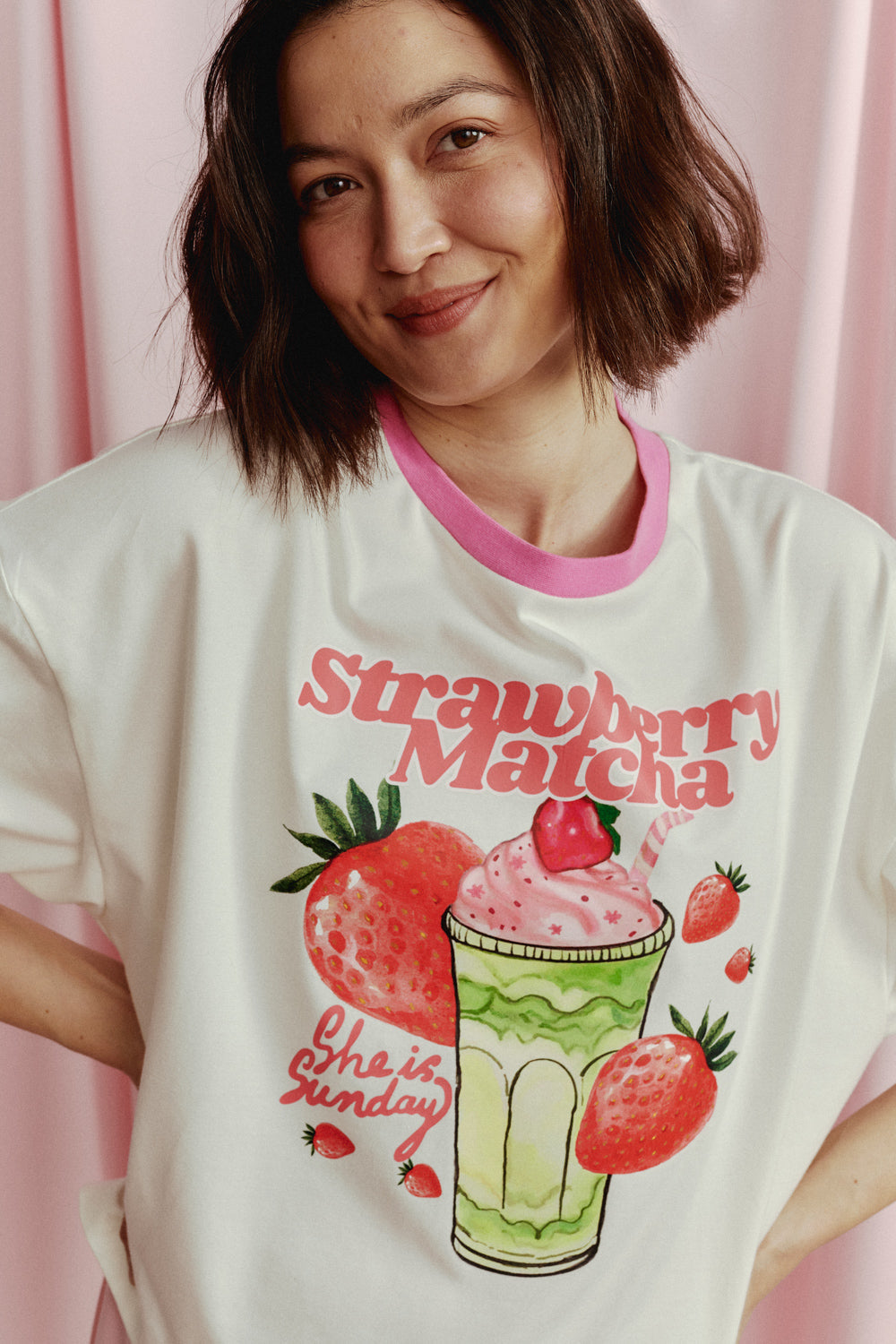 STRAWBERRY MATCHA BOXY T-SHIRT