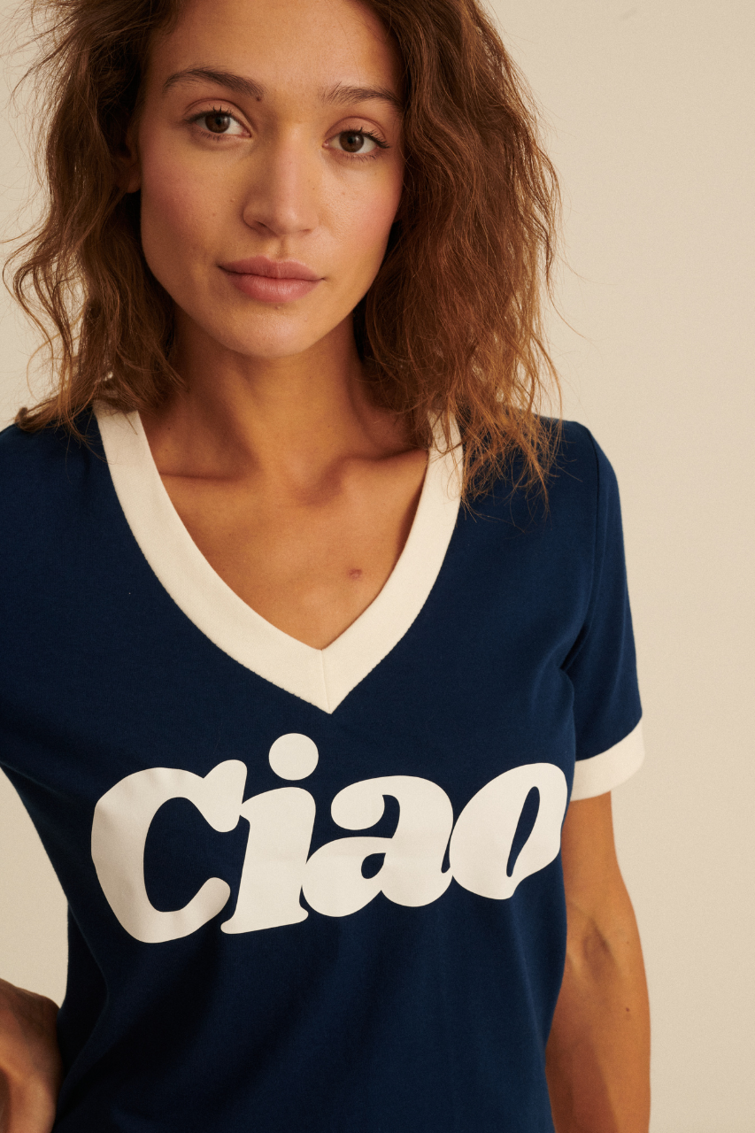 CIAO V-NECK NAVY T-SHIRT