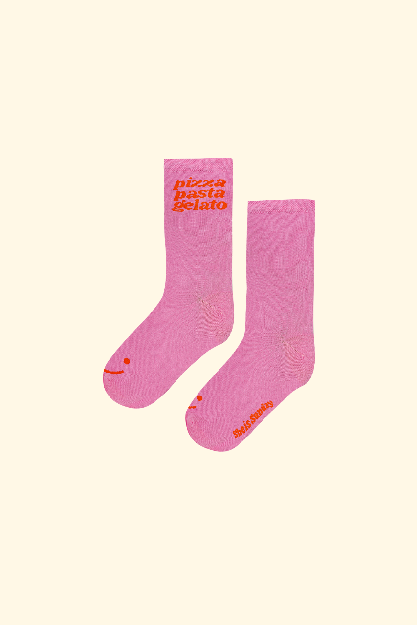 PIZZA PASTA GELATO PINK SOCKS