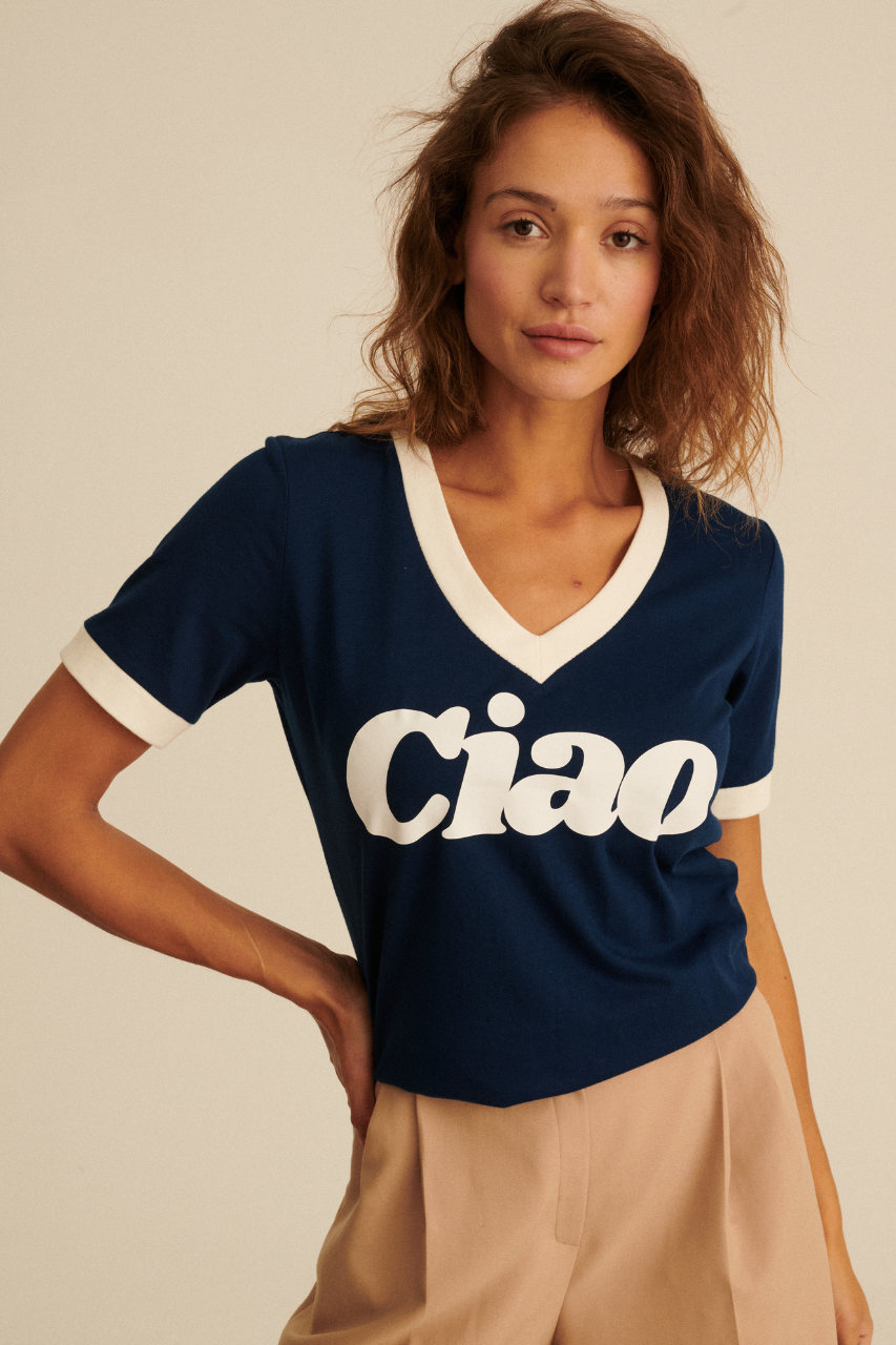 CIAO V-NECK NAVY T-SHIRT