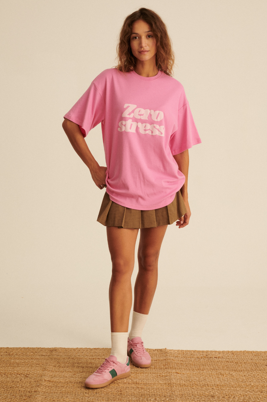 ZERO STRESS PINK OVERSIZE T-SHIRT