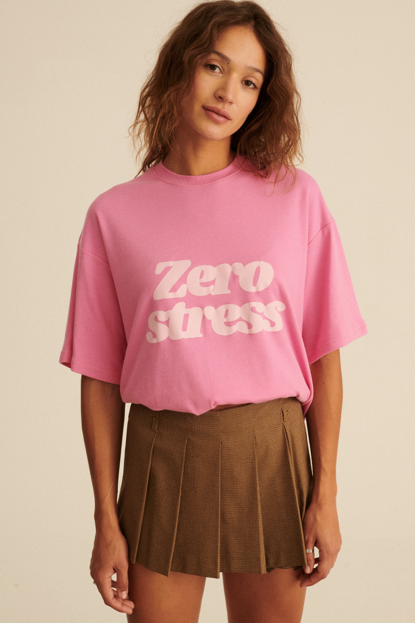 ZERO STRESS PINK OVERSIZE T-SHIRT