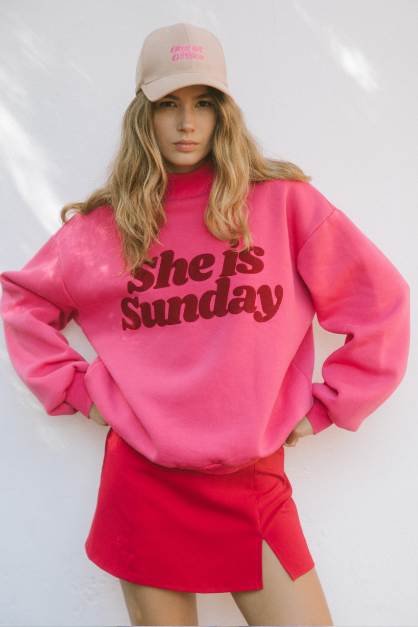 SHE IS SUNDAY PINK SWEATSHIRT