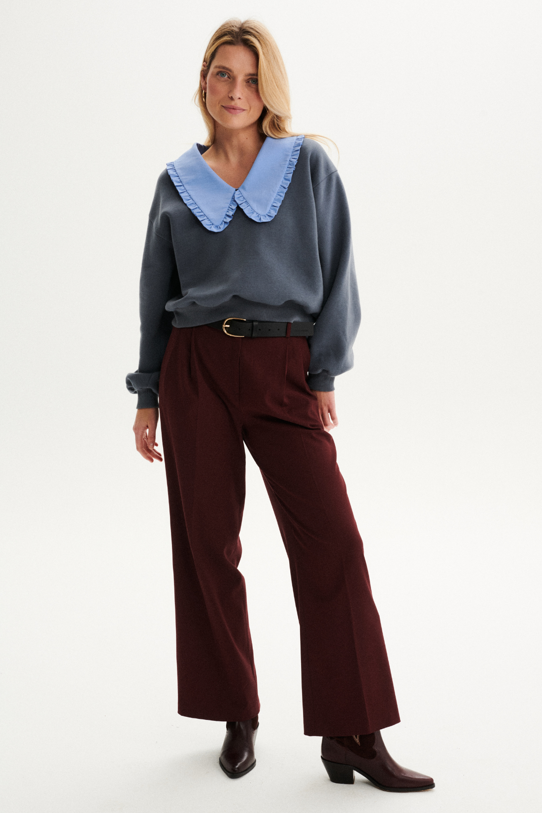 GRACE V-NECK SWEATSHIRT GREY