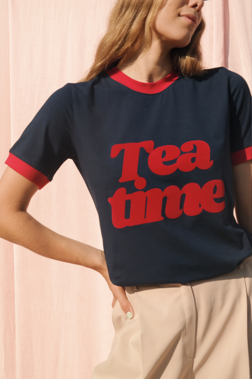 TEA TIME NAVY T-SHIRT