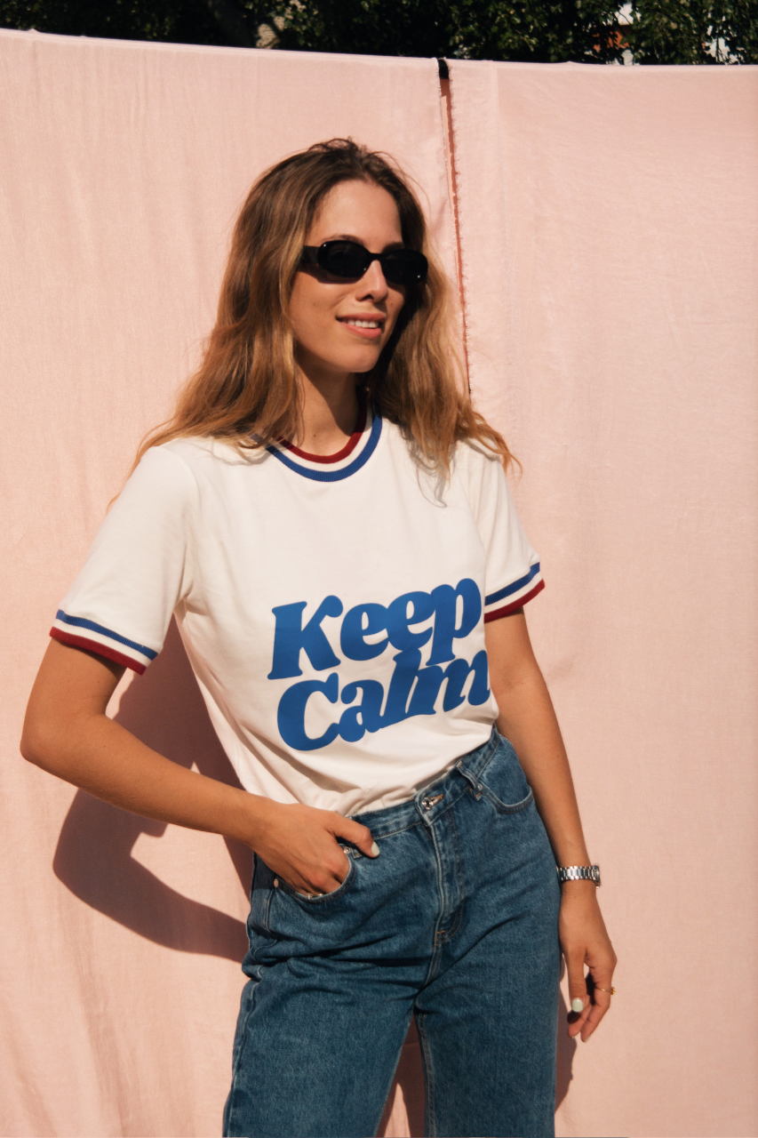 KEEP CALM CREAM T-SHIRT