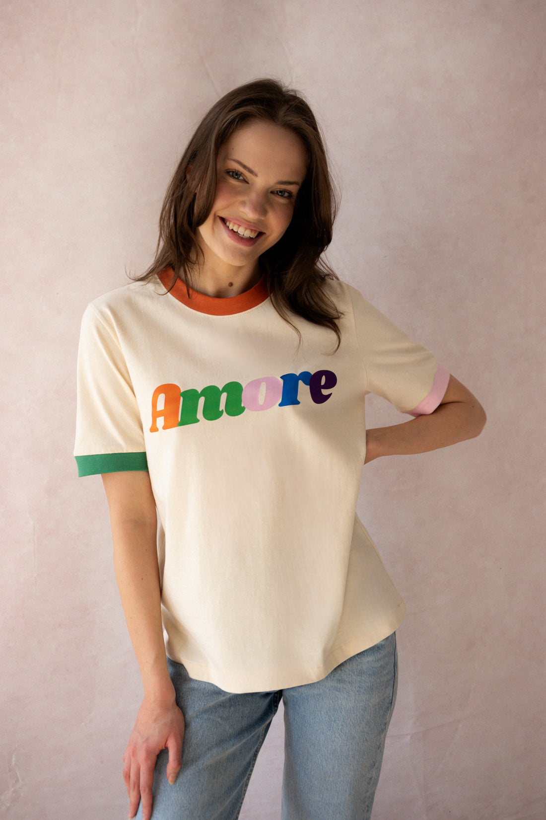 AMORE COLORI CREAM T-SHIRT