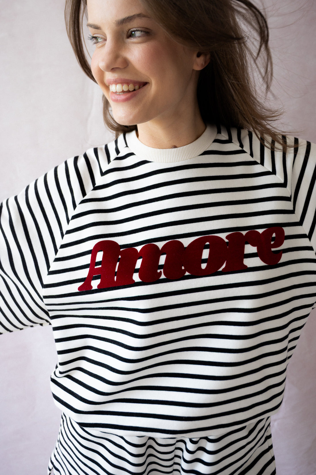 CHIARA STRIPED CREAM SWEATSHIRT