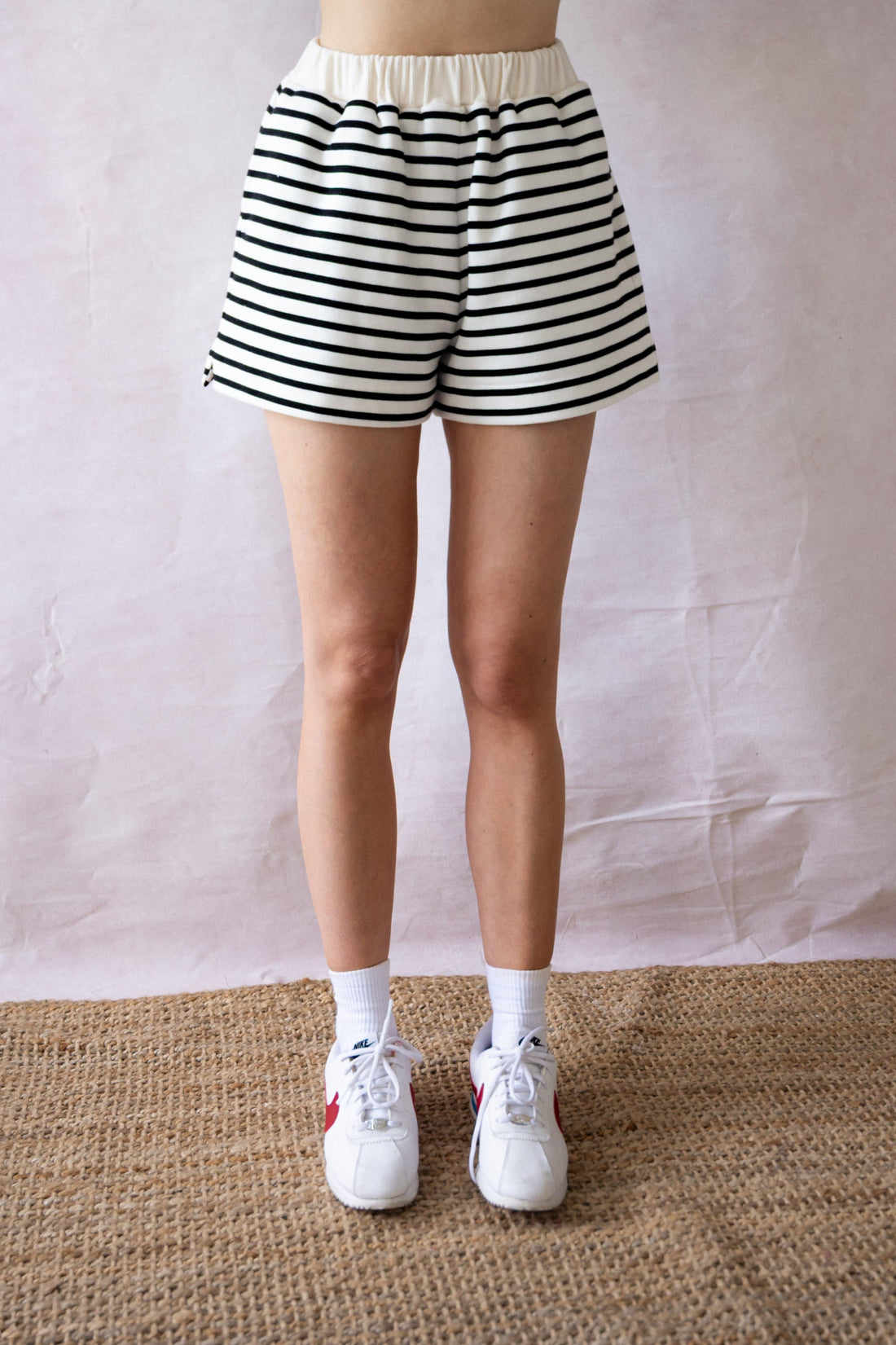 CHIARA STRIPED CREAM SHORTS