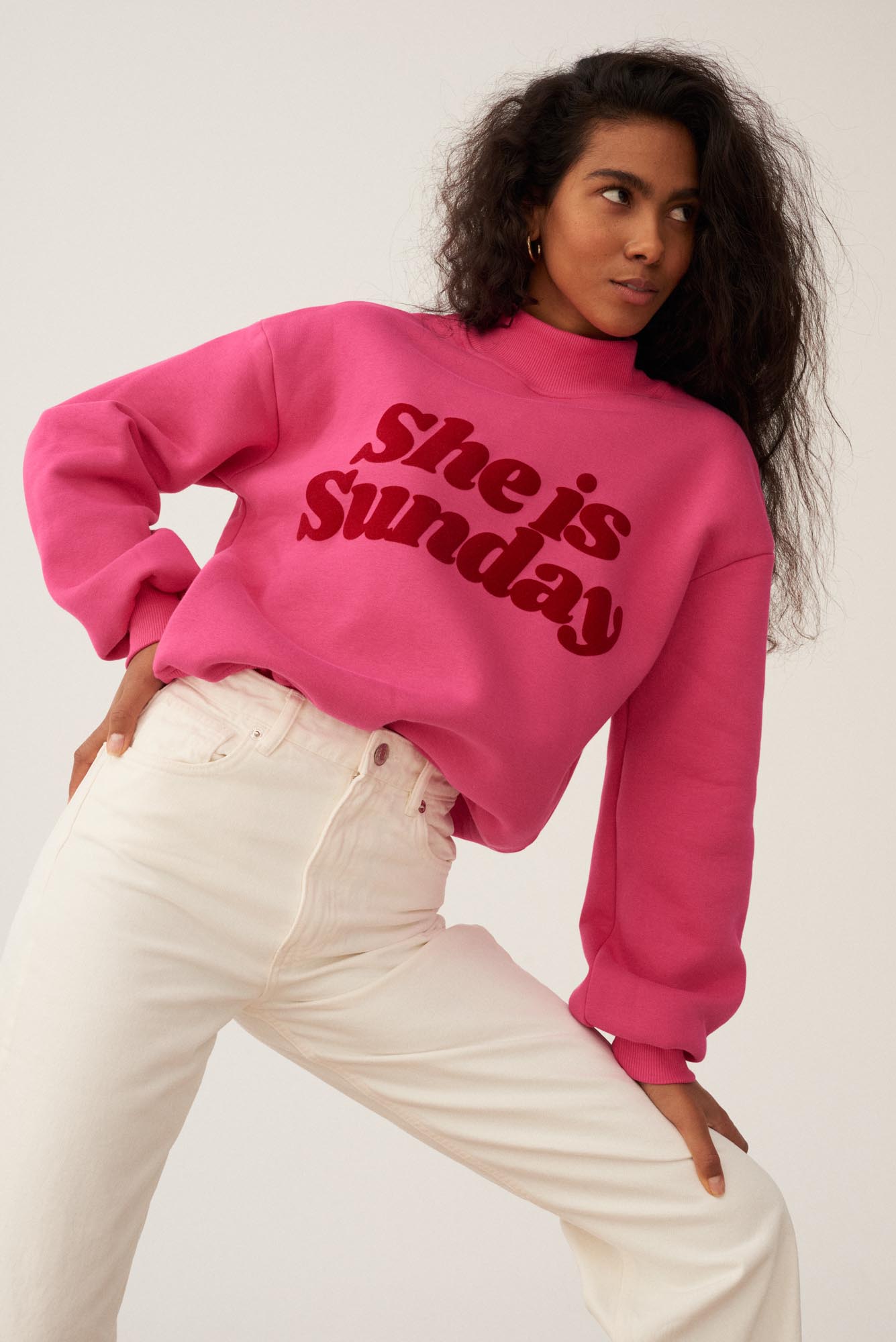 SHE IS SUNDAY PINK SWEATSHIRT