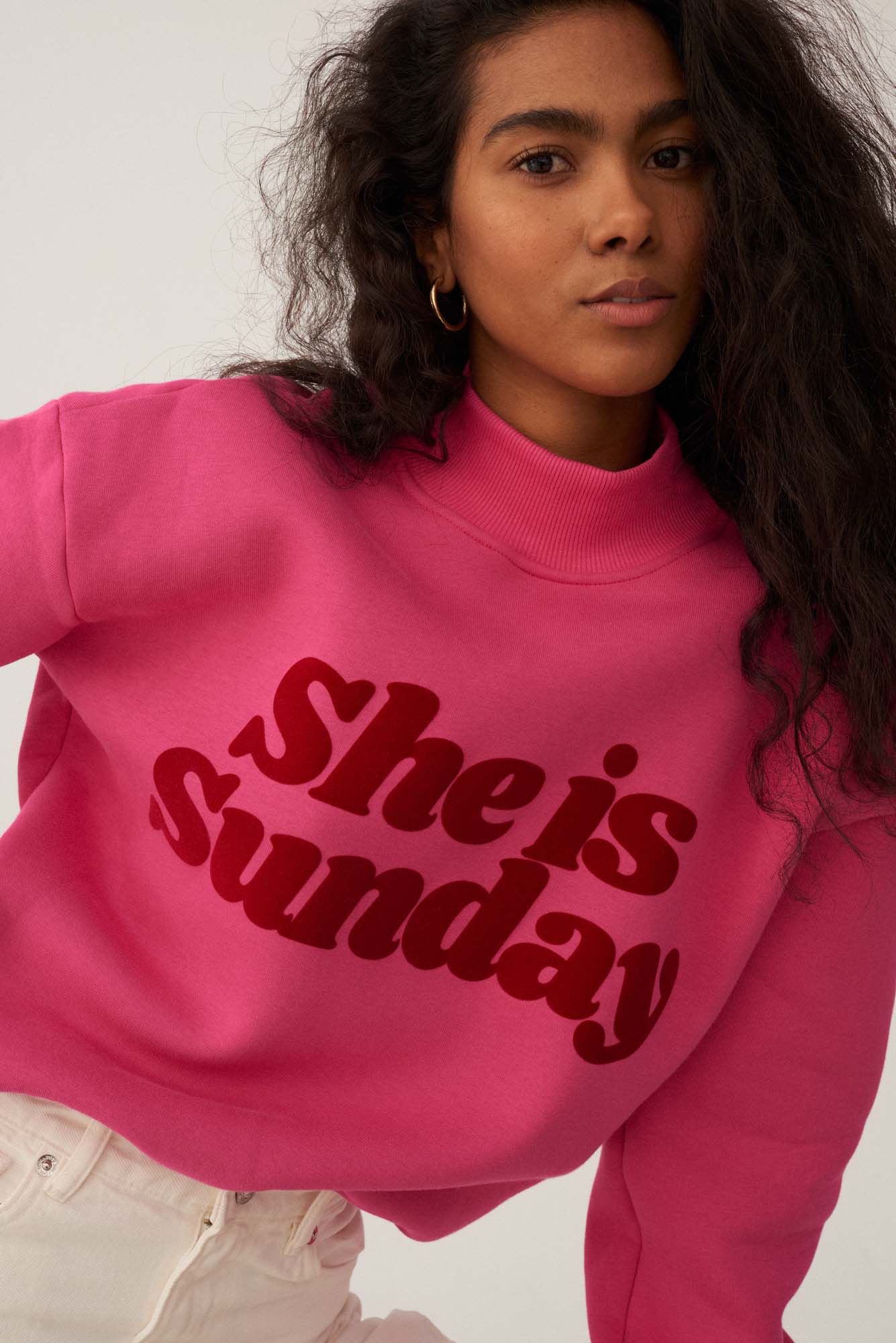 SHE IS SUNDAY PINK SWEATSHIRT