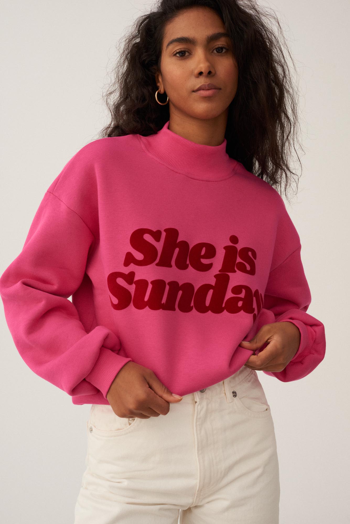 SHE IS SUNDAY PINK SWEATSHIRT