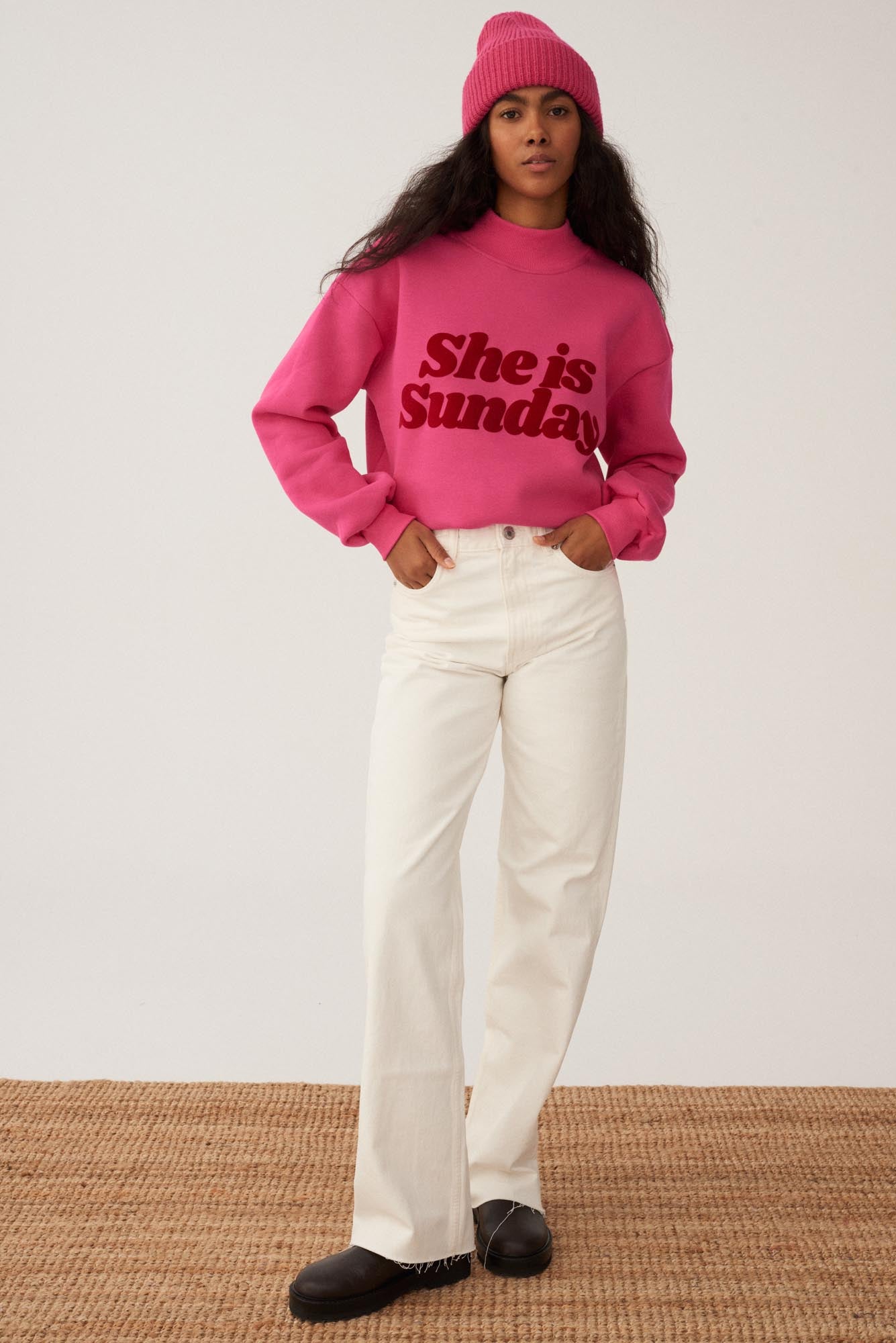 SHE IS SUNDAY PINK SWEATSHIRT