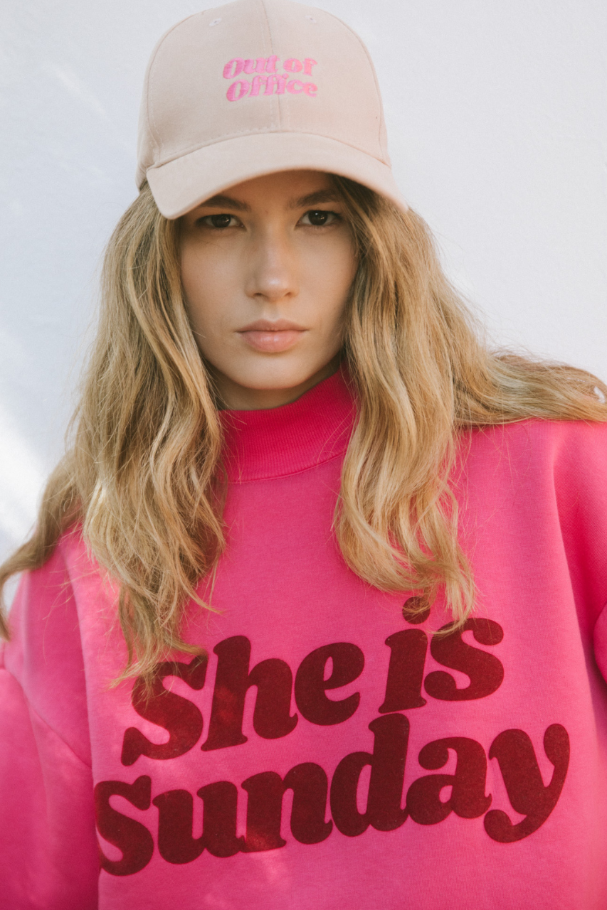 SHE IS SUNDAY PINK SWEATSHIRT