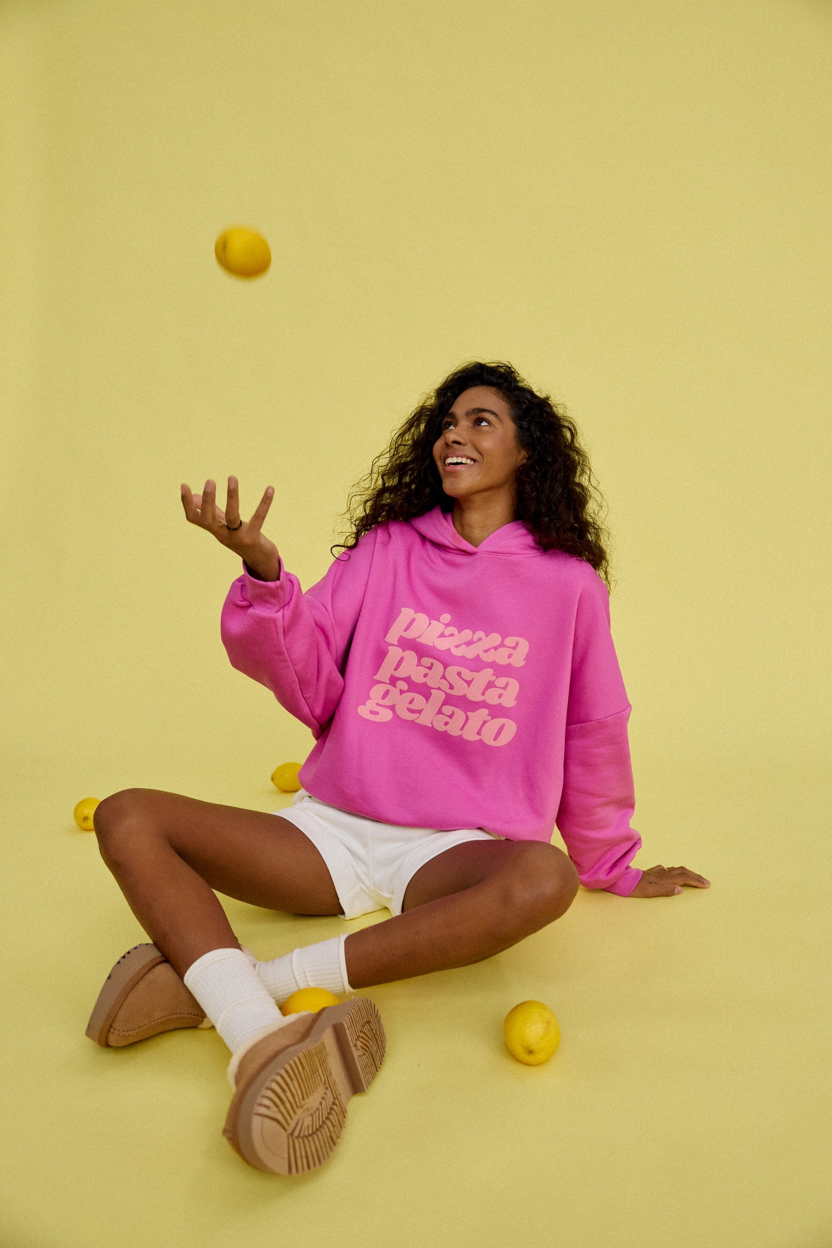 PIZZA PASTA GELATO PINK HOODIE