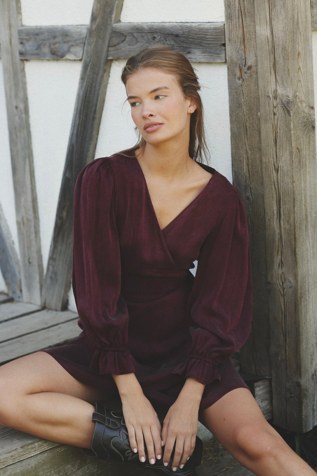 AVVOLTA MINI BURGUNDY DRESS